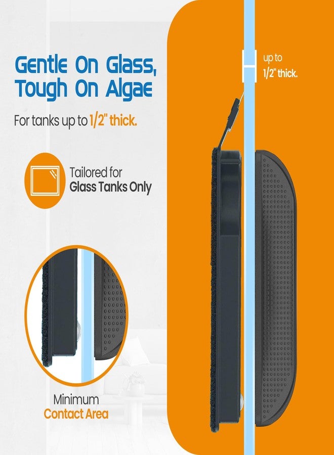 FL!PPER منظف أحواض السمك المغناطيسي القياسي العائم FLIPPER - 2 في 1 أداة تنظيف وكشط قابلة للطي، تصميم عائم مع مغناطيس قوي لتنظيف الطحالب والحطام على أحواض الزجاج والأكريليك حتى 1/2 بوصة (12 مم). - Image 2